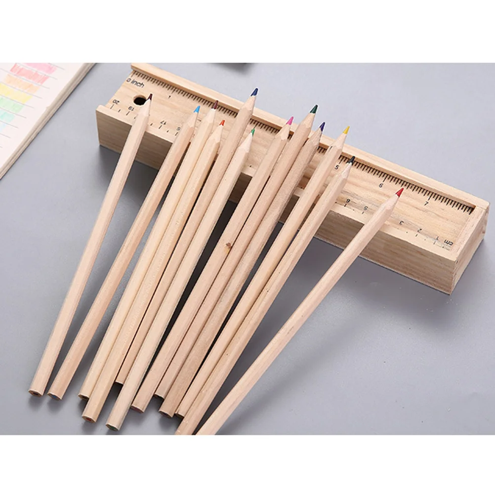 Creative Drawer Type Pen Box Portable Wooden Pencil Case Simple Stationery Storage Case for School Kids