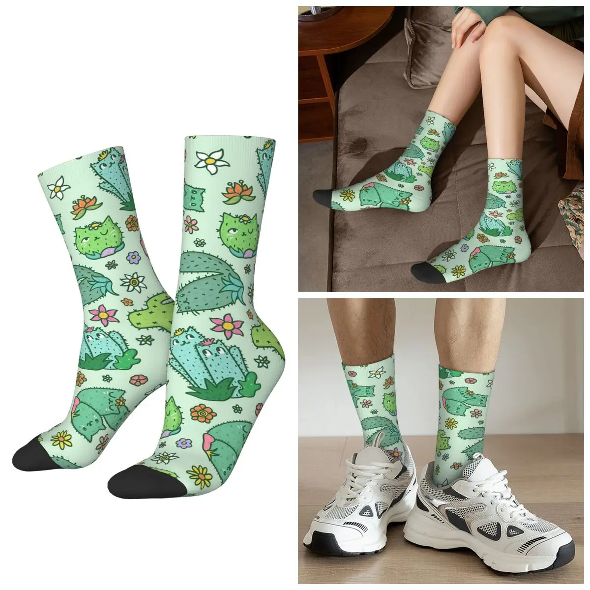 

Всесезонные милые носки с рисунком кактуса, носки в стиле Харадзюку, забавные чулки для мужчин и женщин, рождественские подарки