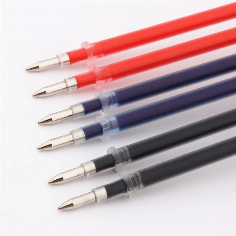 20 piezas-Bolígrafo de Gel de 0,5mm, recarga de tinta roja, azul y negra, de dos puntas, tipo oficina, material de papelería escolar, suministros de escritura