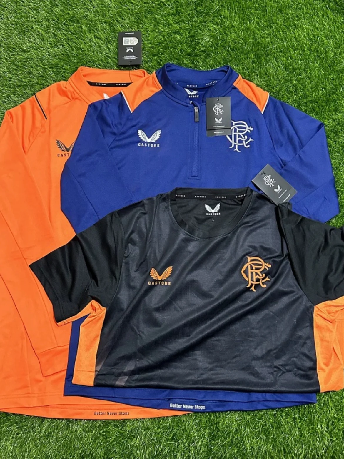 maglia-da-allenamento-a-maniche-lunghe-castore-glasgow-rangers-edizione-giocatore-mezza-zip-maniche-corte-asciugatura-rapida-kit-calcio-in-poliestere