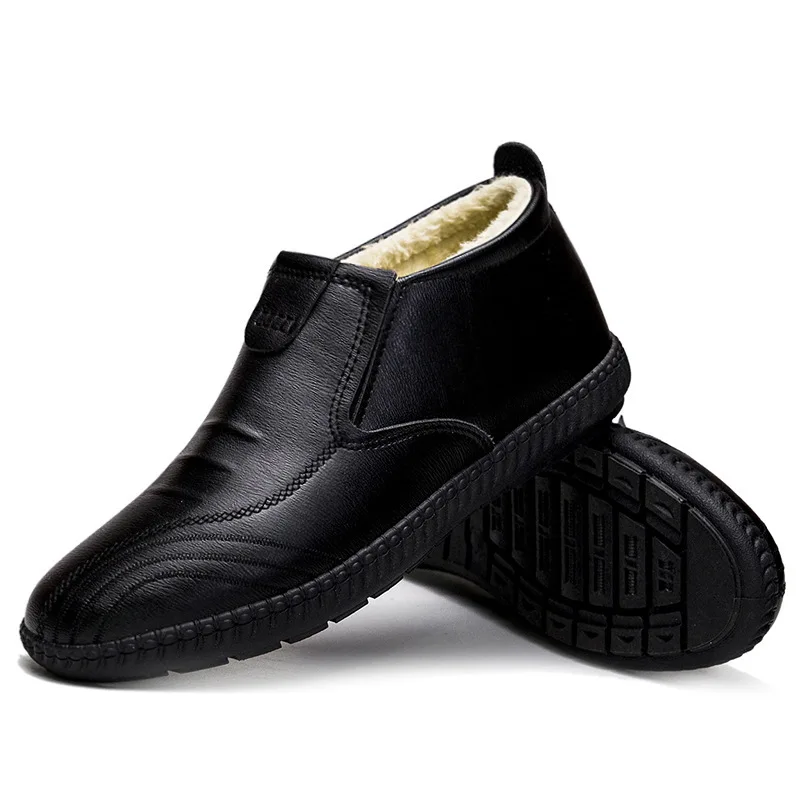 Men's leather shoes 2025 winter men's driving bean shoes men's casual British set foot cotton shoes warm men's shoes