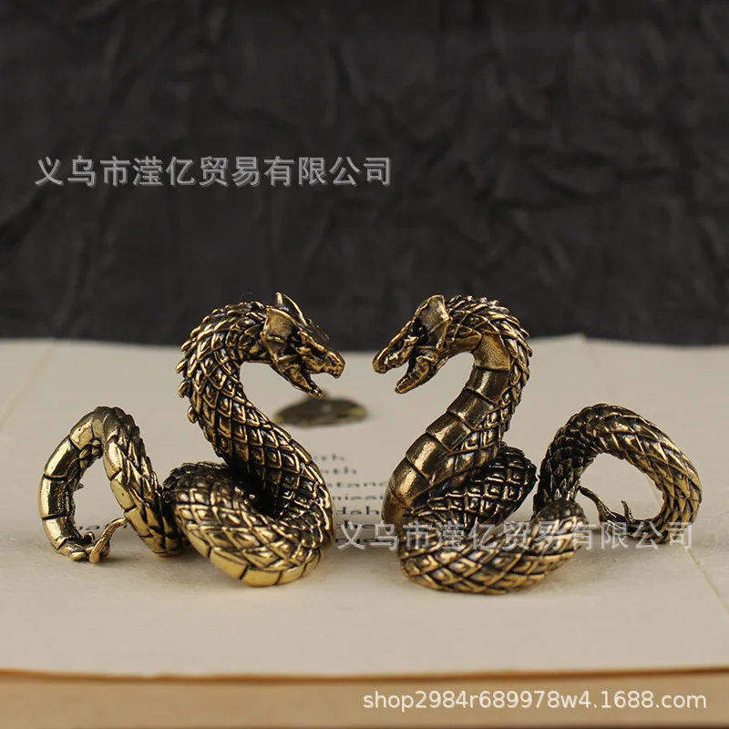 

2025 Year of the Small Decoration Zodiac Black Dragon Snake Desktop Tea Pet Ornament Craft Brass