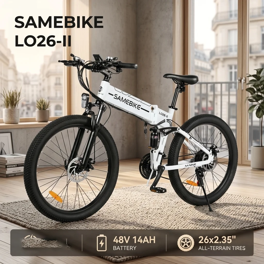 Elektrofahrrad SAMEBIKE 48V14AH Lithium-Akku Faltbares E-Bike Hydraulische Bremse Erwachsenen 26-Zoll-Reifen Schnee-Elektrofahrrad