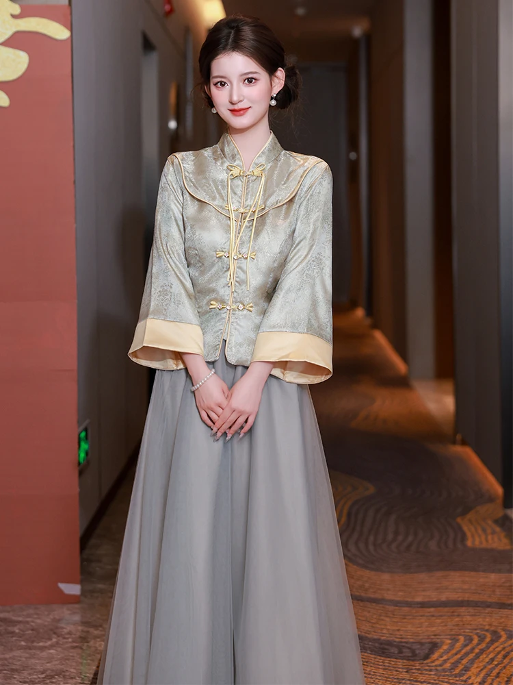 

Новая китайская модель свадебного платья Sle Maids Dr 2025 года, комплект Hanfu для женщин, высококачественная юбка для помолвки, повседневная одежда