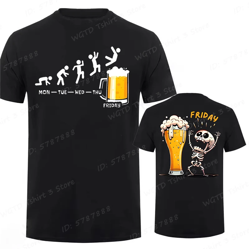 

Забавный скелет, футболка с принтом «Пятница», «День пива», «Нанец пятница» для любителей напитков, футболки, подарки, топы с короткими рукавами, мужская одежда