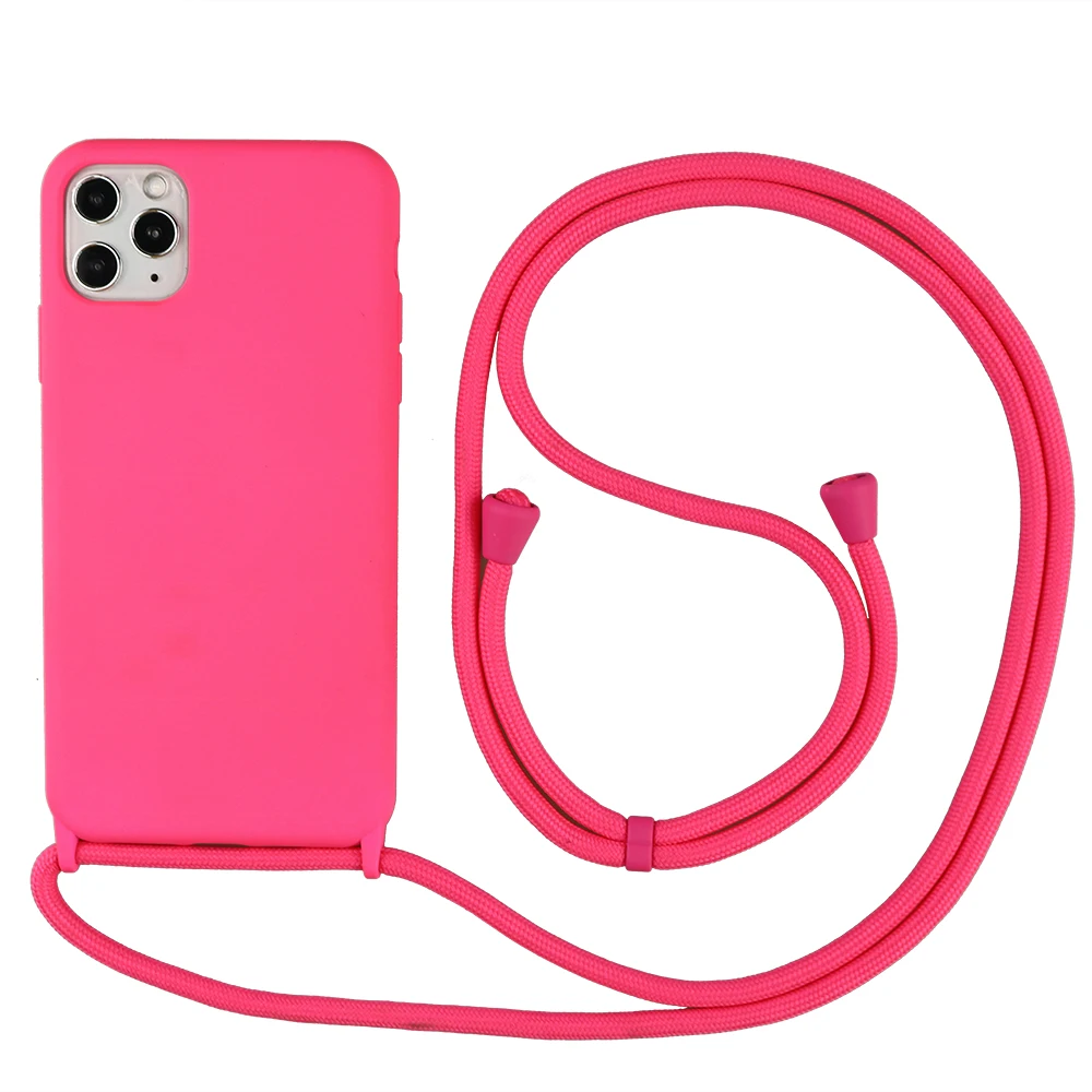 

Luxury Cute Lanyard Liquid Silicone Phone Case For iPhone 16 E 15 14 13 12 11 Pro XS Max SE Plus Ultra-thin Necklace Rope Cover