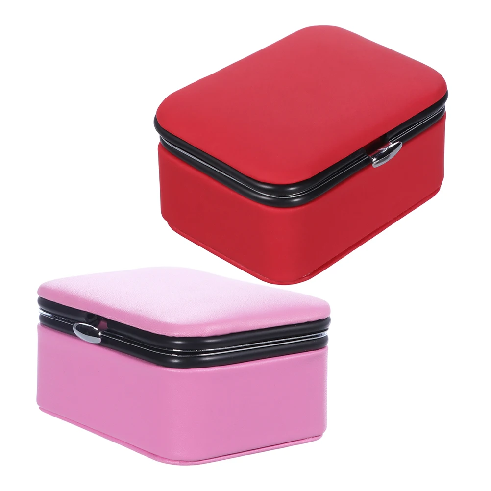 

2 Pcs Jewelry Storage Box Mini Travel Case Small Velvet Organizer Tray for Women Earrings Necklace Pearl Durability
