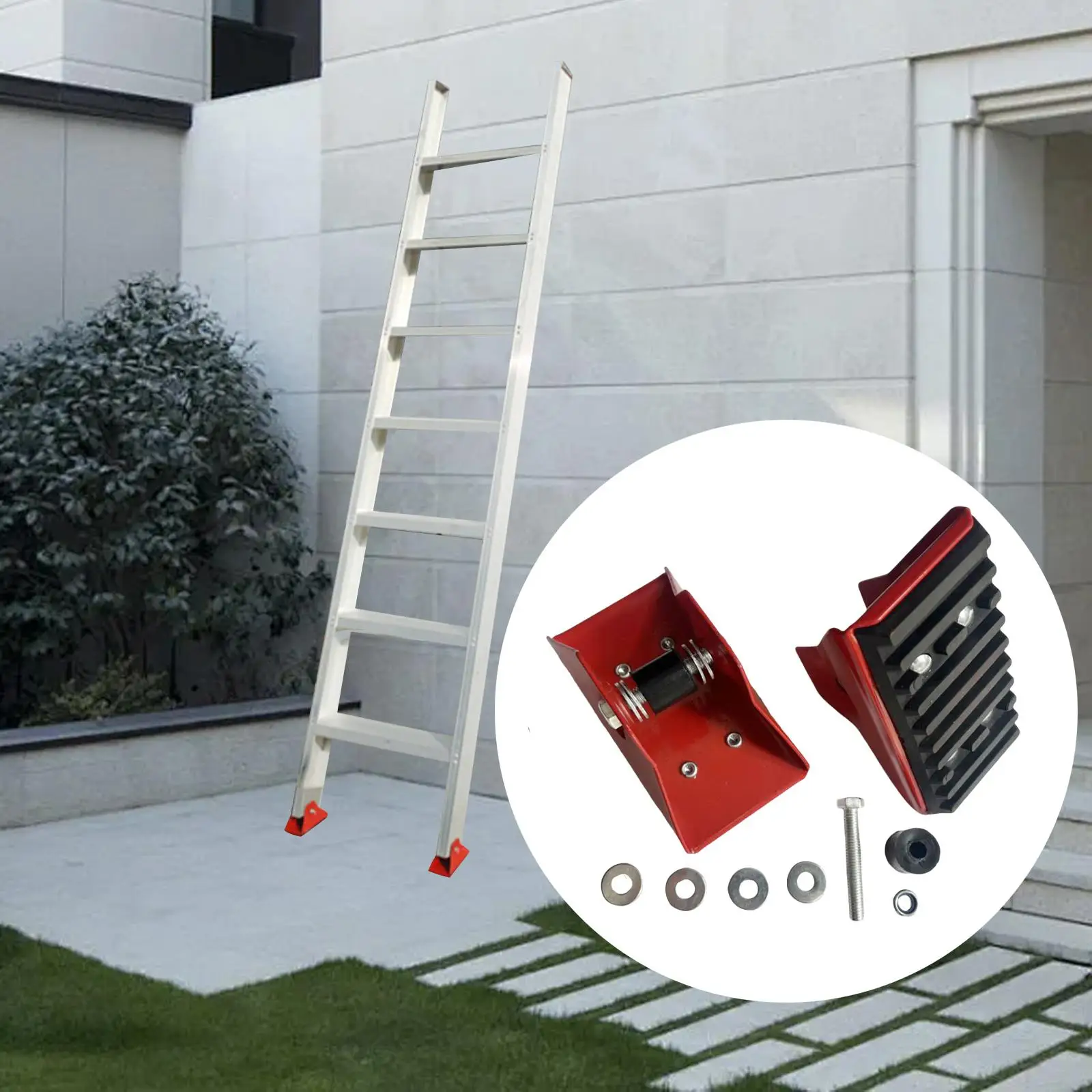 2Pcs Anti Skid Shoe Kits for Extension Ladder Anti Slip Replacement Part Heavy Duty Rubber Base Stable Foot Pads Ladder Feet