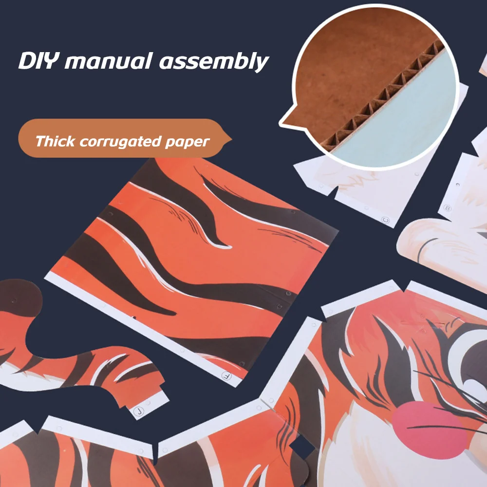 DIY 조립식 웨어러블 퍼즐 동물 만화 수제 골판지 세트