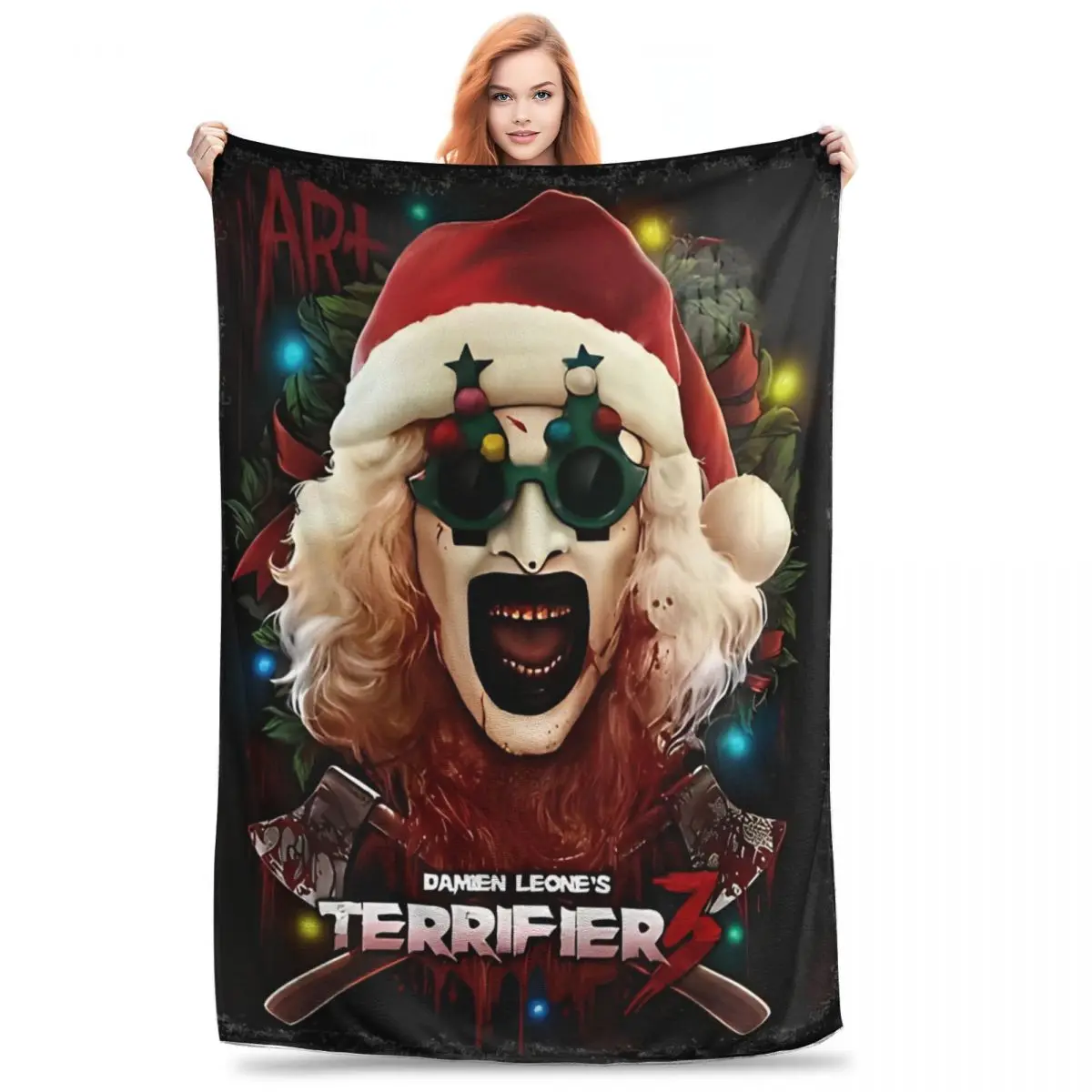 Terrifier 3 Christmas Merch Blanket Super Soft Warm Throw Blankets for Sofa Multiple Sizes Throws And Blankets