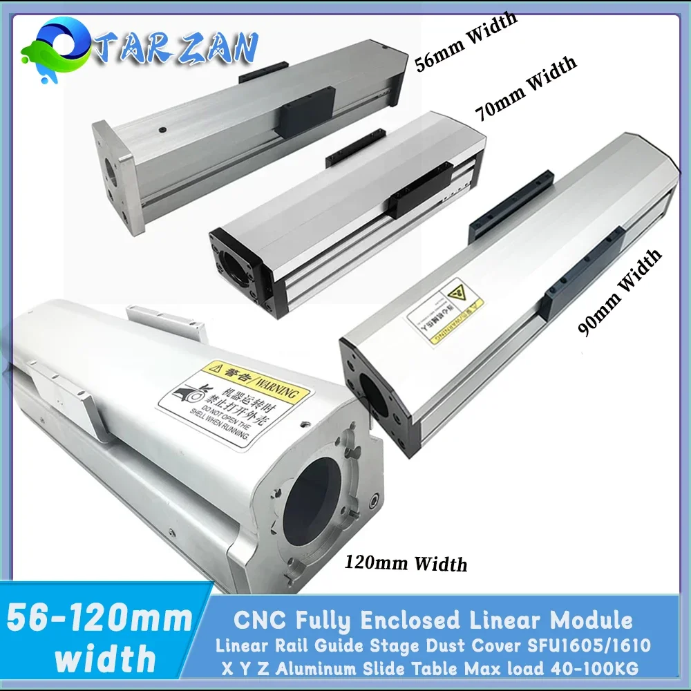 Fully Enclosed Linear Rail Guide Stage SFU1605/1610 56-120mm width Aluminum Slide Table Max load 40-100KG CNC Linear Actuator