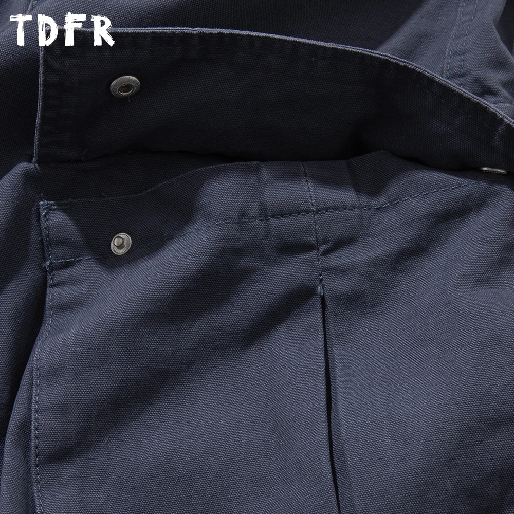 Multi-Pocket Pleated Cargo Pants Mens Spliced Solid Color  Safari Style Retro Baggy Wide Leg Elastic Waist Trousers Man