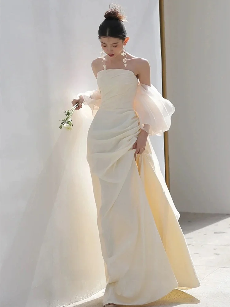 

White Evening Gown Women's 2025 New Engagement Toasting Dr High-End Sensation Light Wedding Dr Luxury mat