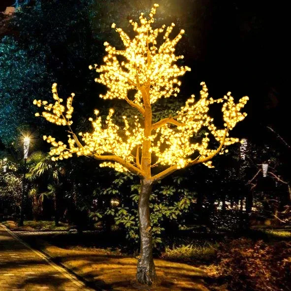 artificial  yellow led cherry  blossom trees  customized size holiday lights led cherry tree lights