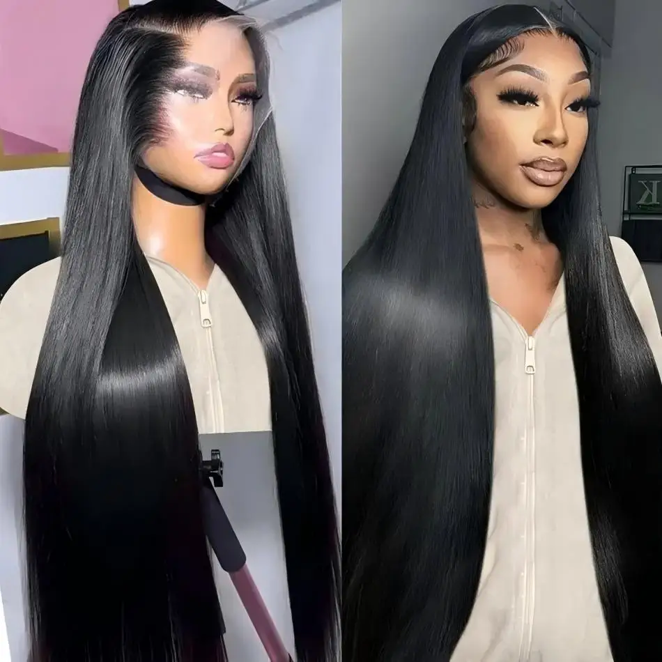 

Straight Human Hair Wig 13X6 Hd Lace Frontal Wig 250 Density 40 Inch Lace Front Wig Natural Color Brazilian Hair For Black Women