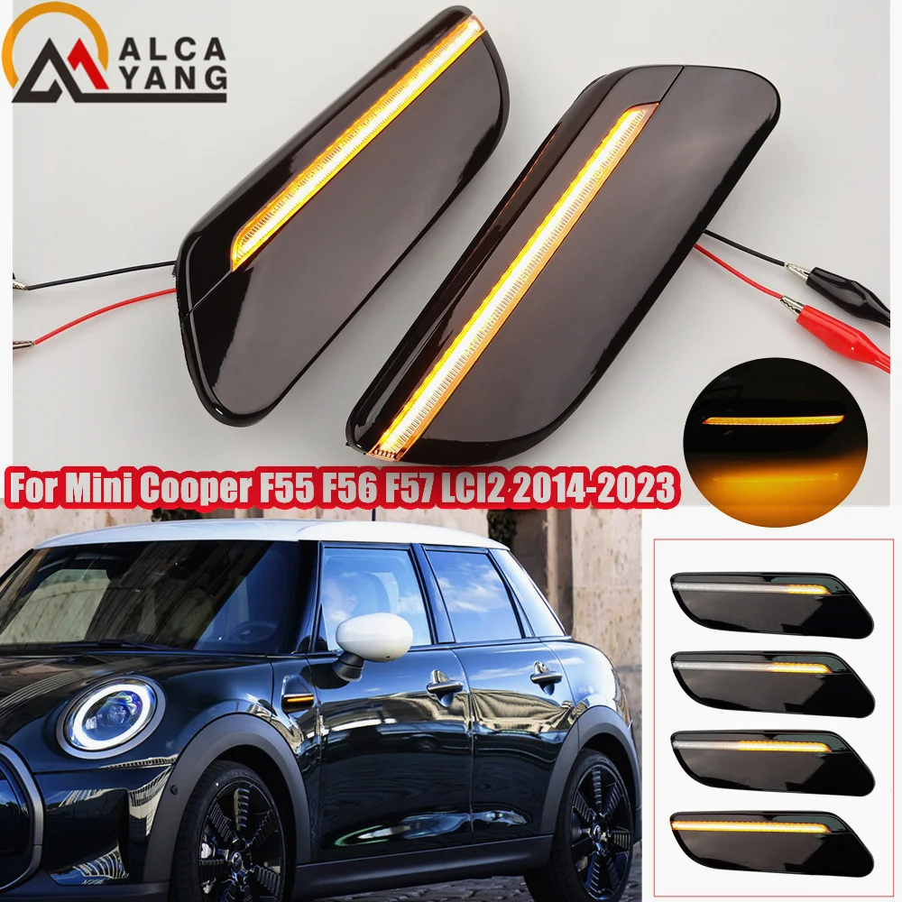 2pcs Amber Dynamic Flowing Led Side Marker Turn Signal Light Sequential Blinker Lamp For MINI COOPER F55 F56 F57