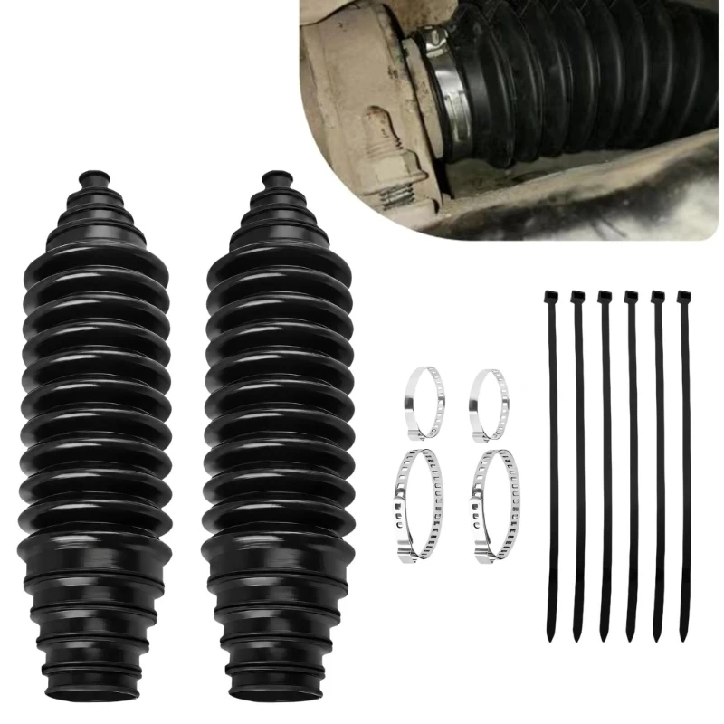 R9CC Rack Dust Boot Replacement with Pleated Bellows and Included Hardware for Covered Steering Parts During Service