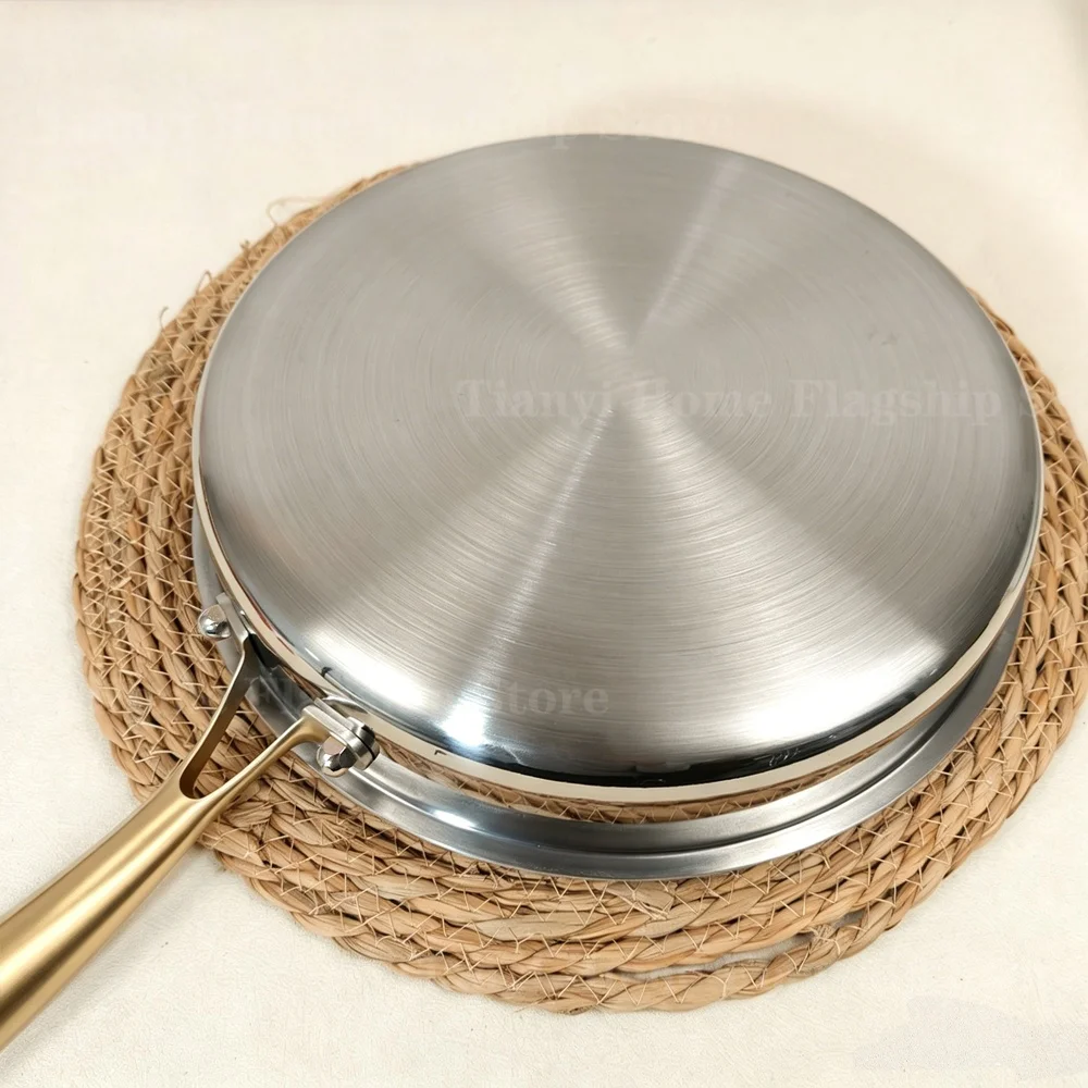 Titanium Stainless Steel Frying Pan Non-stick Wok Home Egg Steak Skillet Induction Cooker Gas Stove Cooking Pot Kitchen Cookware