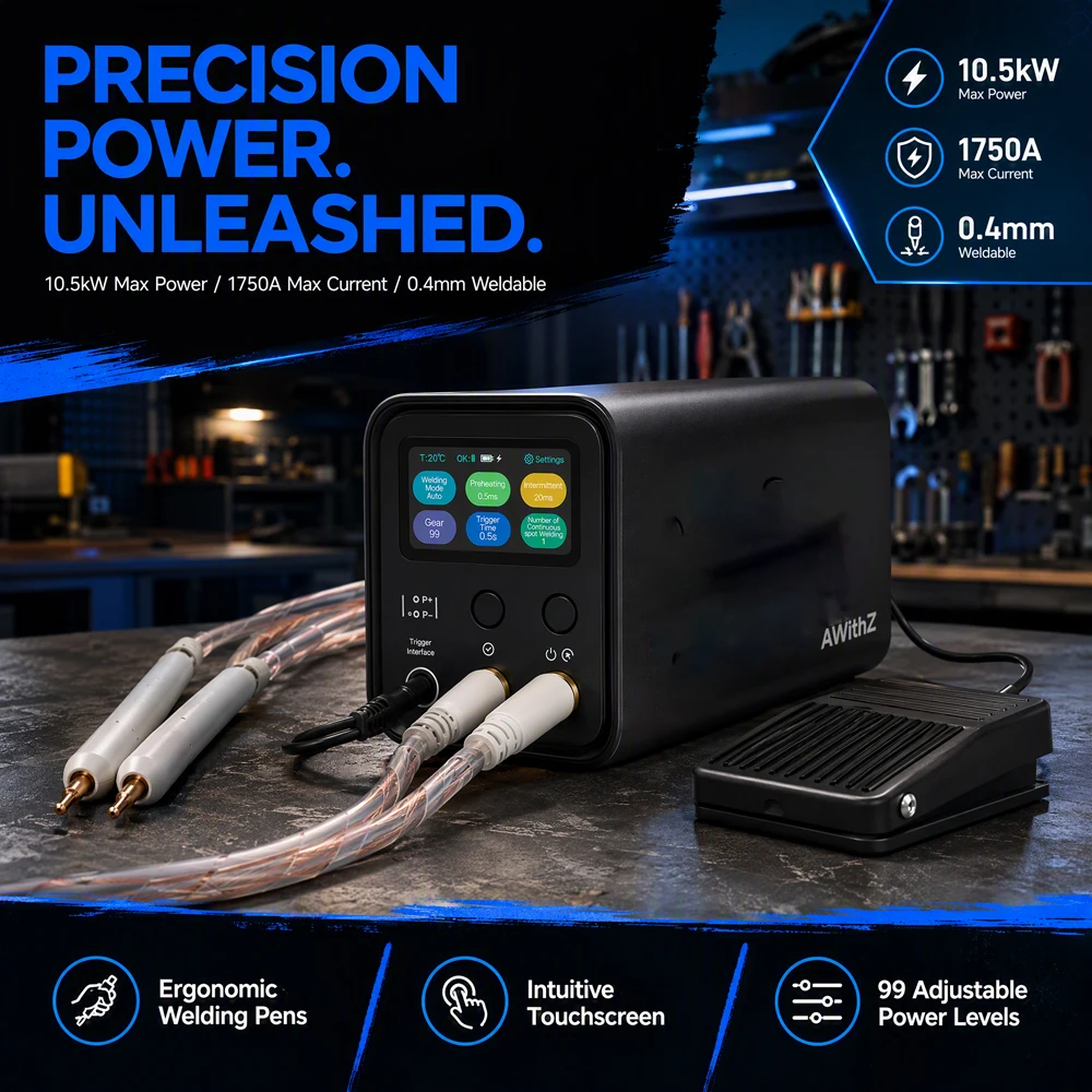 UF20B Touchscreen-Punktschweißgerät 1750A 99-stufig einstellbar 0,4mm Nickelstreifen Manueller/Automatischer Modus Super-Farad-Kondensator AC 110-240V für Batteriepack-Reparatur