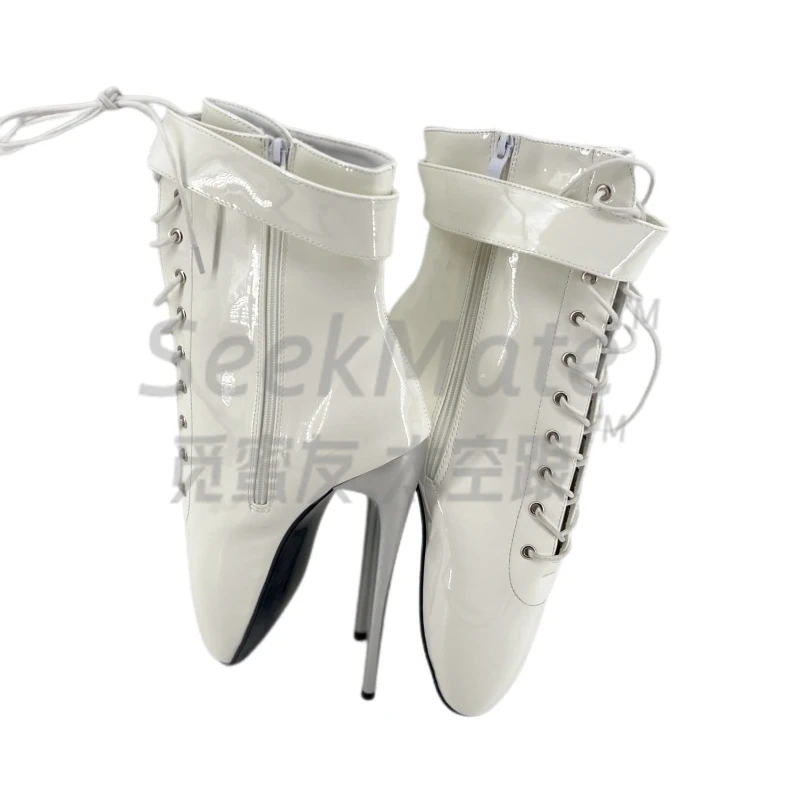 Mi Mi You's New Ballet Short Boots 18CM Ultra High Heels with Lock Nightclub Fun COSPLAY Crossdressing Men's Shoes