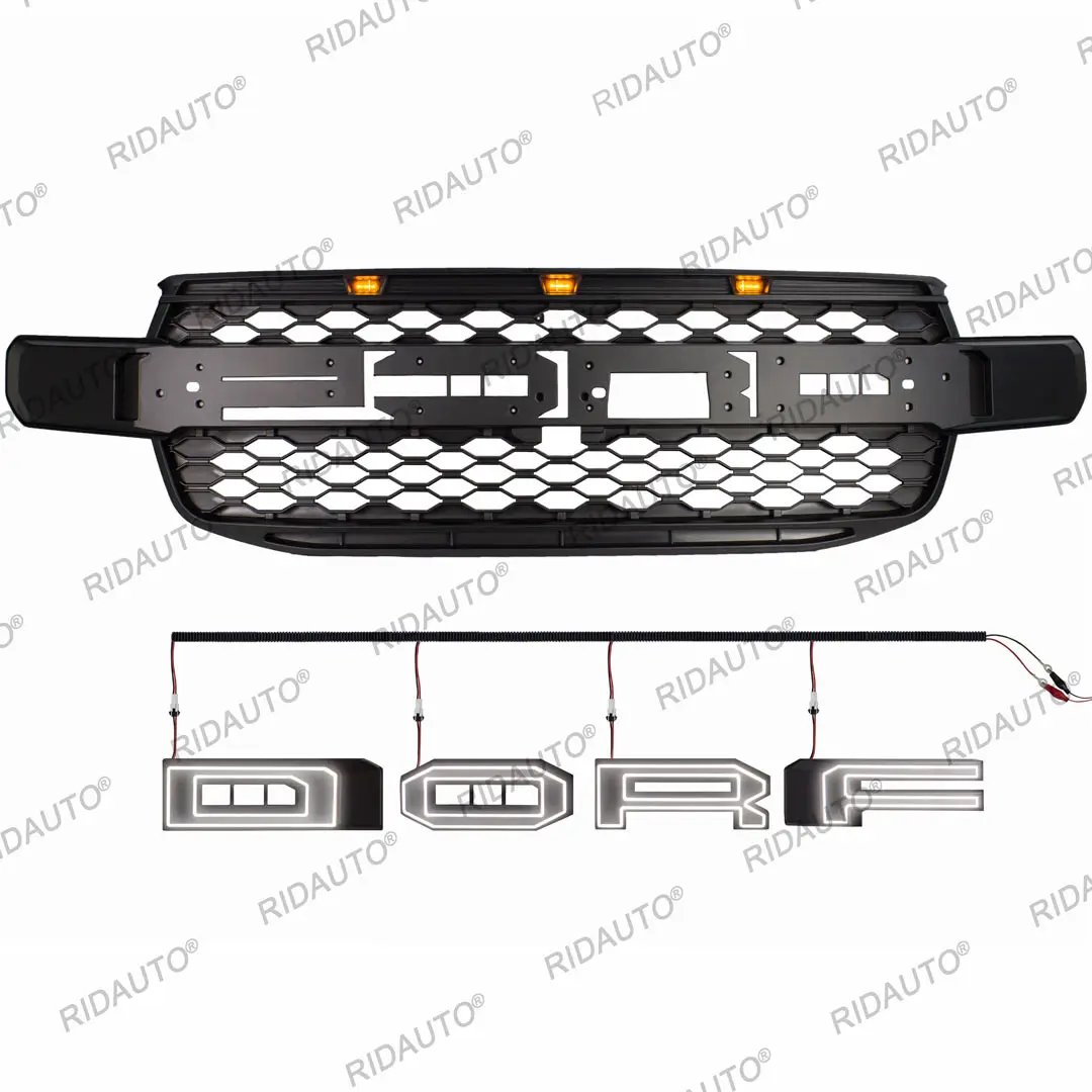 Aftermarket LED RAPTOR Style Front Grills With Lighted Letter For 2023 2024 FORD EVEREST AMBIENTE TREND SPORT PLATINUM TITANIUM+