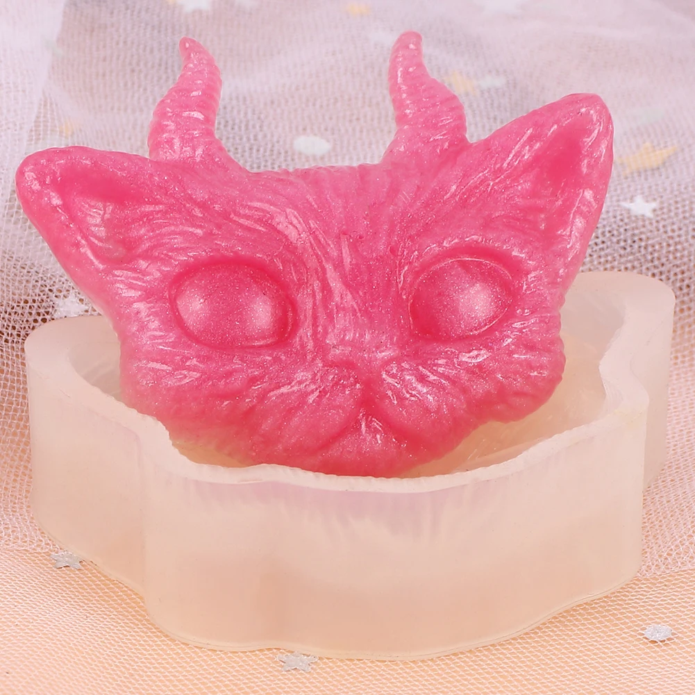고양이 머리 실리콘 몰드 DIY 악마 고양이 펜던트 쥬얼리 공예 비누 캔들 에폭시 수지 몰드 만들기