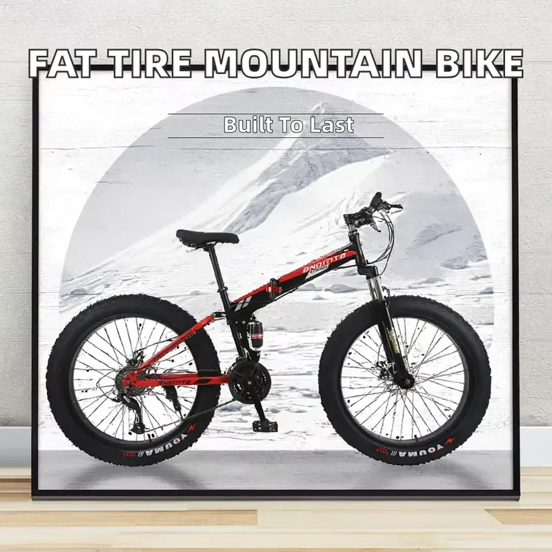 Ex-factory price steel beach bike 26-inch men's mountain bike, disc brake 21-speed downhill wide tire car