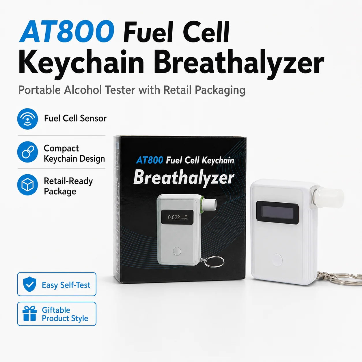 Smart APP Fuel Cell Breathalyzer Portable Alcohol Tester with Multiple Measurement Units