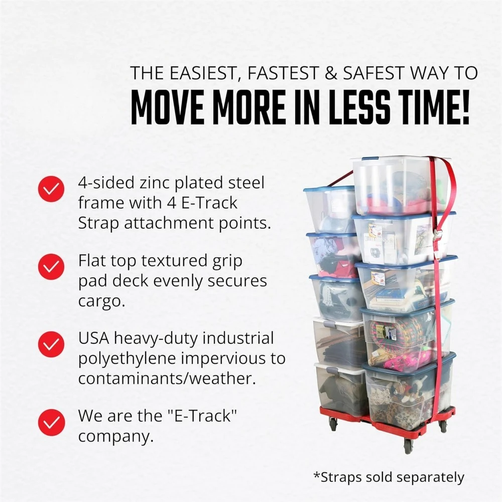 Chariot à chariot robuste à 4 roues tout Terrain rouge, roulettes de 6 pouces, fixation de sangle E incluse, capacité de 1 500 lb-haute qualité