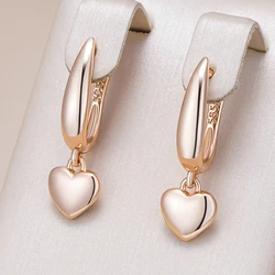 Kinel Minimalist Style 585 Rose Gold Color Heart Drop Earrings for Women Trendy Jewelry Party Wedding Accessories Fine Jewelry