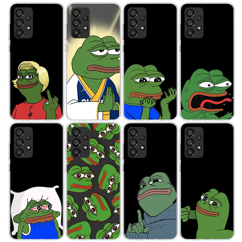 Cute Frogs Party Sad Pepe Phone Case for Samsung Galaxy A15 A25 A35 A55 A14 A24 A34 A54 A13 A23 A33 A53 A12 A22 A32 A52 A05S A04