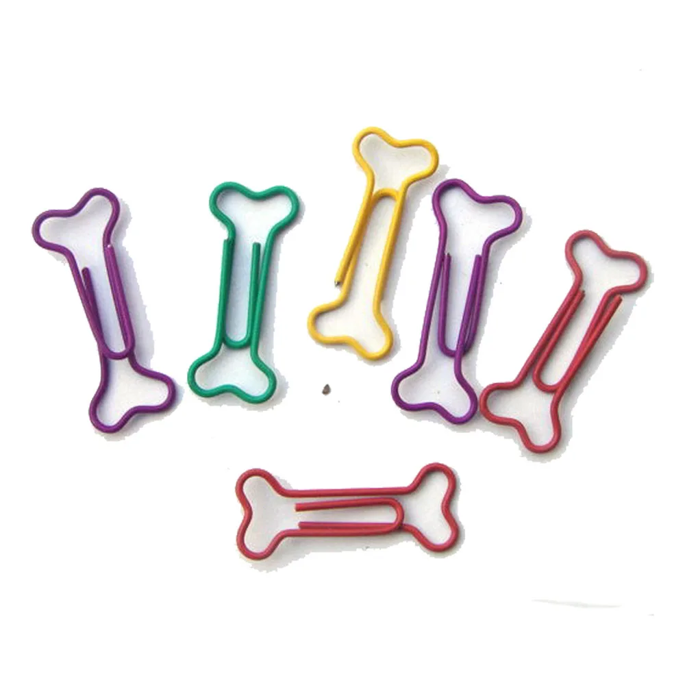 100pcs Bone Shape Multicolor Metal Paper Clips