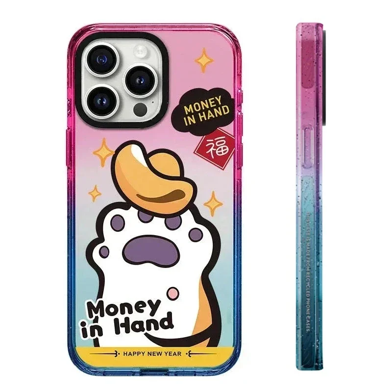 

2.0 Acrylic Colorful Border Money Hand Pattern iPhone 11 12 13 14 15 Pro Max Protective Case