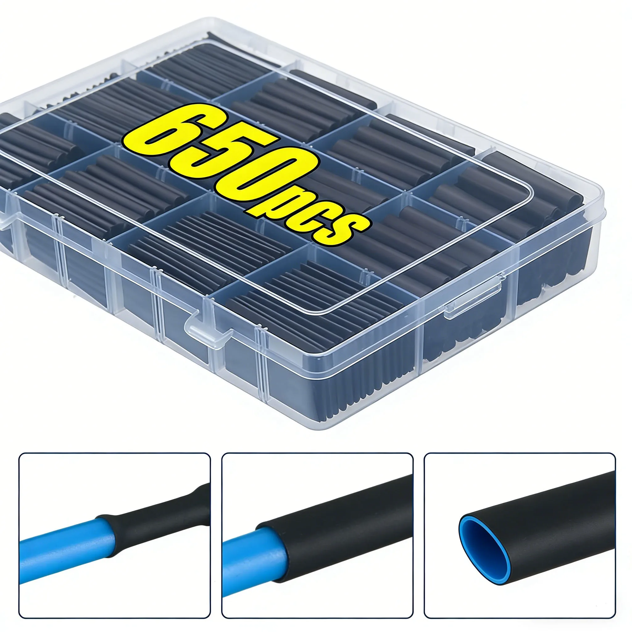 

Heat Shrink Tubing Kit Black Heat Shrink Wrap Cable Sleeve Insulation Waterproof Electrical Wire Cable Tubing Assortment Set