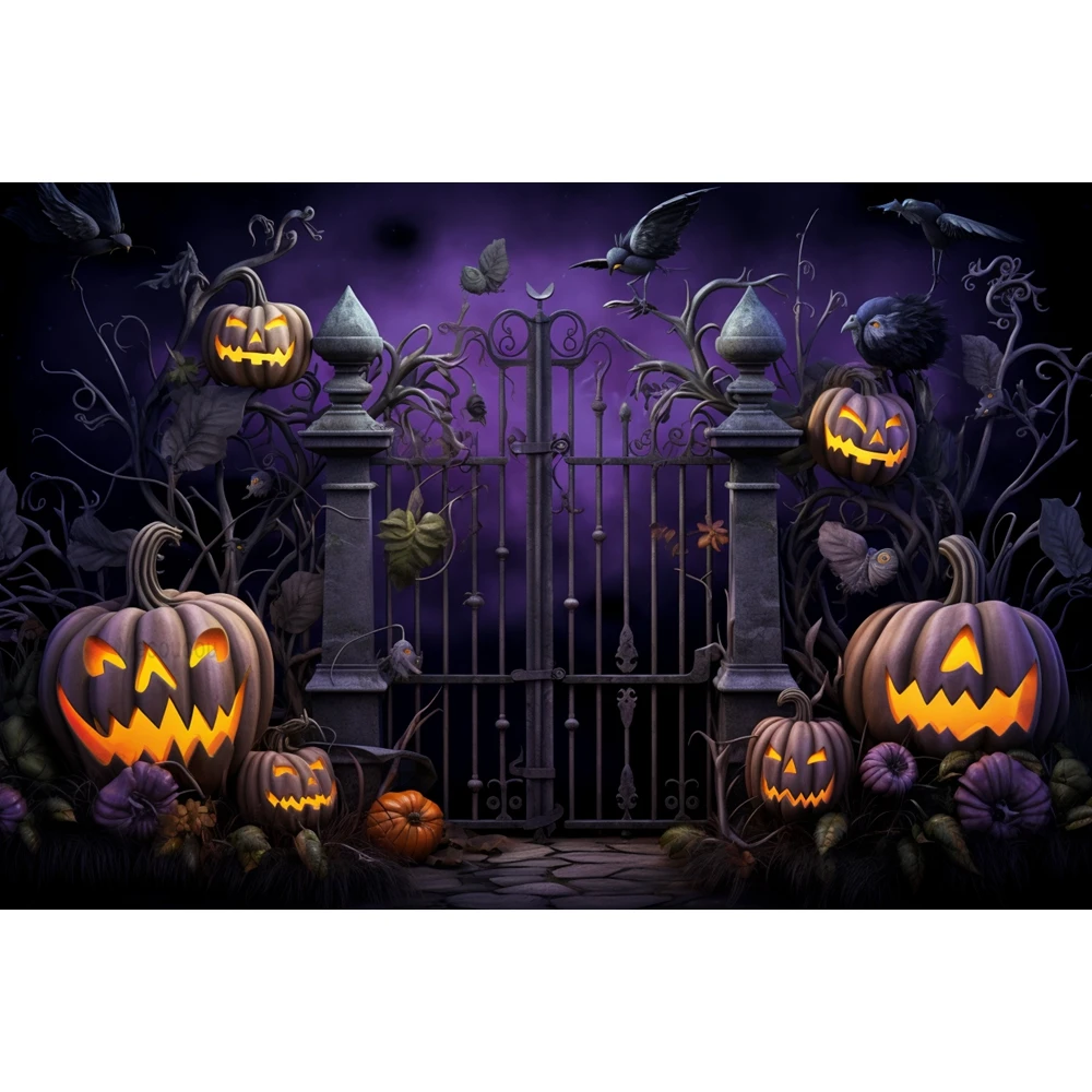 Halloween Party Photography Backdrop Horror Night Scary Pumpkin Moon Forest Castle Child Portrait Photoshoot Background