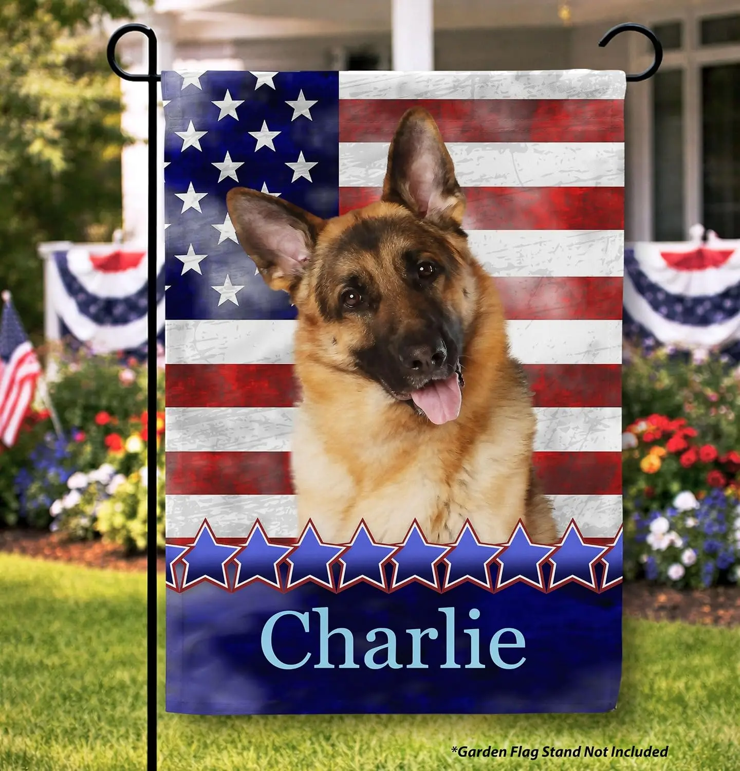 Personalized German Shepherd Patriotic Garden Flag 12