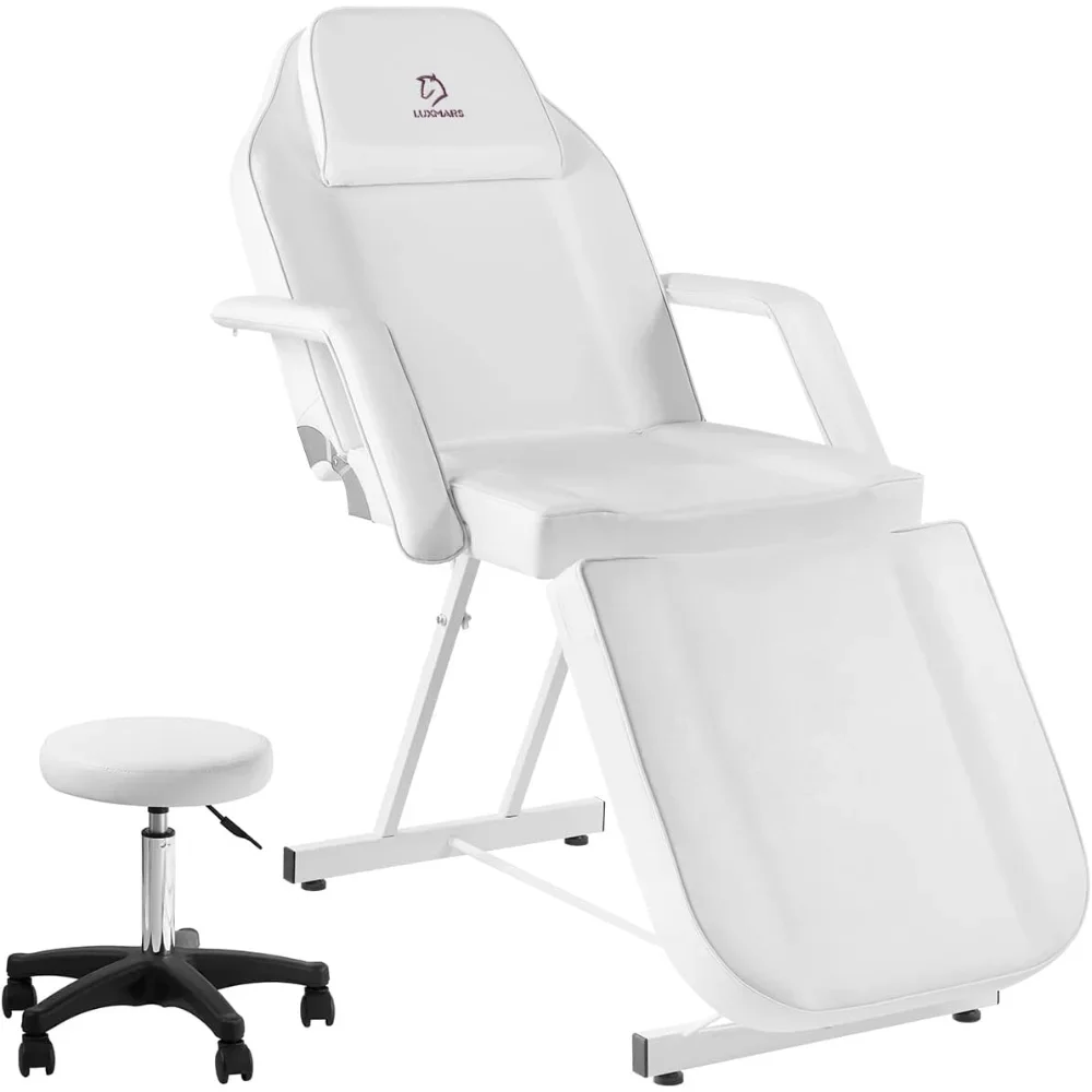 

Facial Chair Adjustable Tattoo Chair with Hydraulic Stool for Professional Facial Lash Beauty Treatment Spa, White