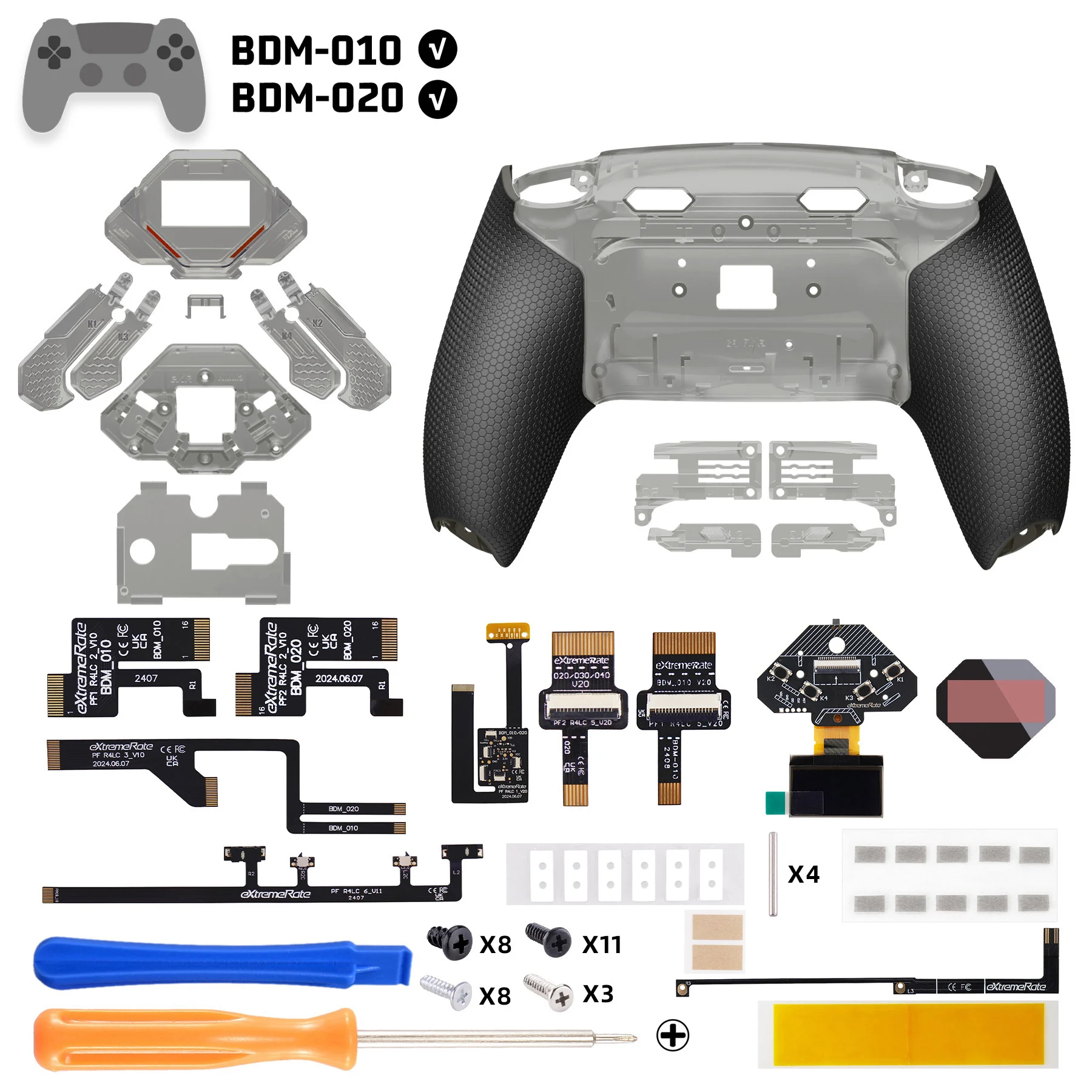eXtremeRate SPARK Remappable 4 Back Buttons Set for ps5 Controller BDM-010 020, Display + Clicky Trigger Stops + Ergonomic Grips image 3