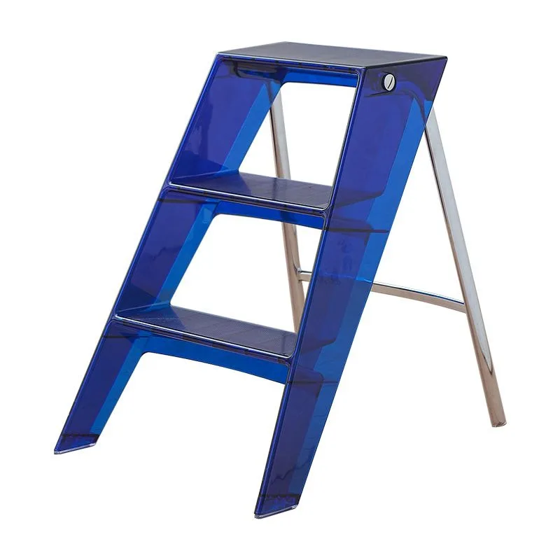 Nordic multi-functional household ladder, transparent folding indoor storage three-step herringbone ladder