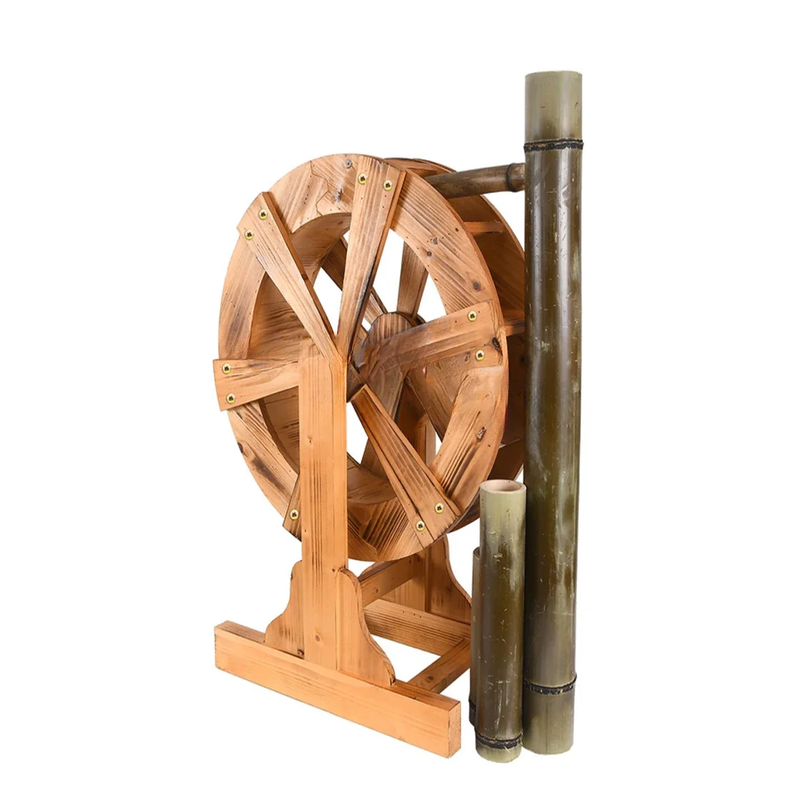 Small and medium-sized waterwheel landscape waterwheel wooden anti-corrosion feng shui turns water fish pond rockery fountain