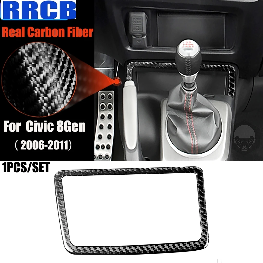 

For Honda Civic 8th Gen 2006 2007 2008-2011 Carbon Fiber Car Accessories Center Storage B Modified Interior Trim Cover Sticker