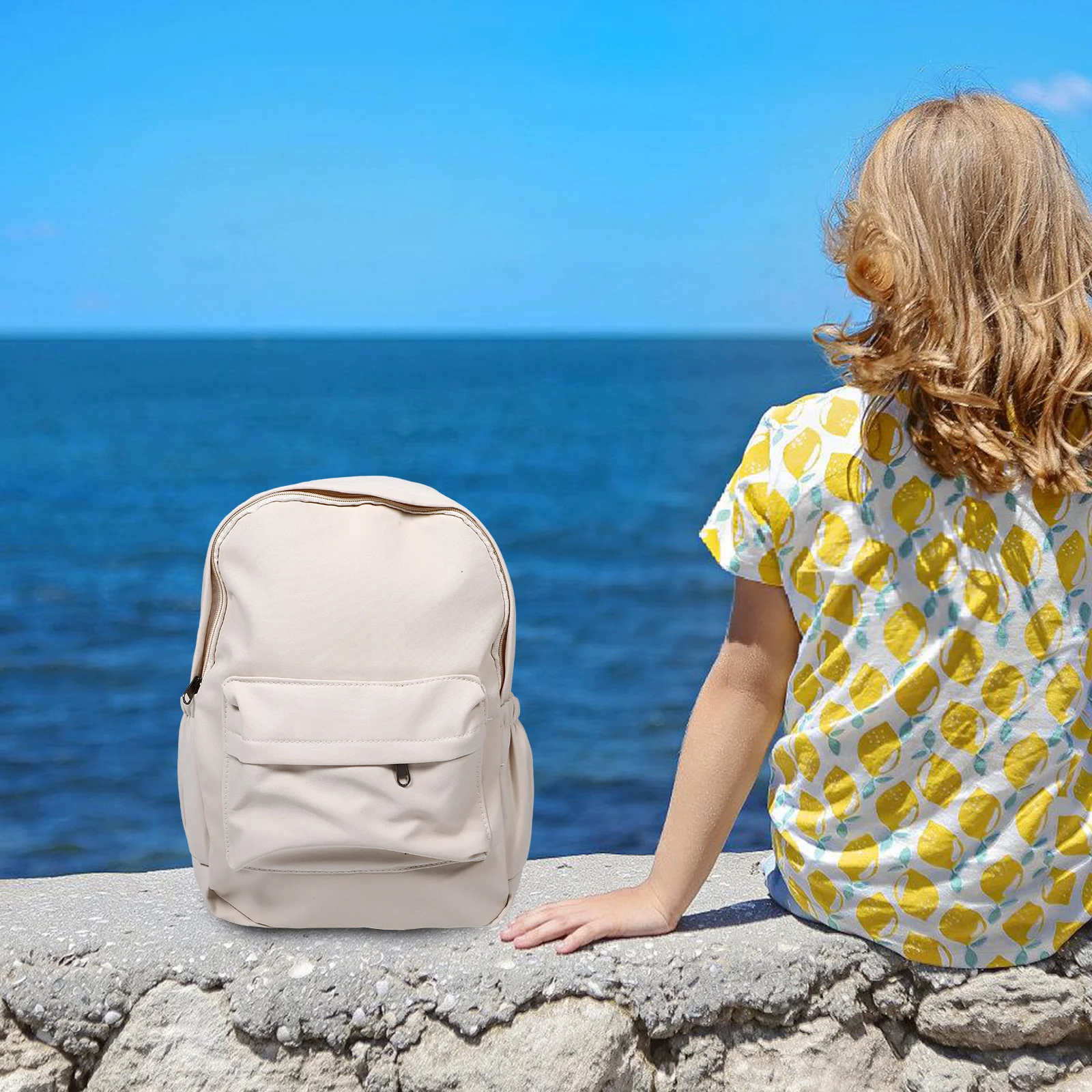 Cute White School Backpack Lightweight Waterproof for Women Multiple Pockets Travel Everyday Use Stylish Fresh Design