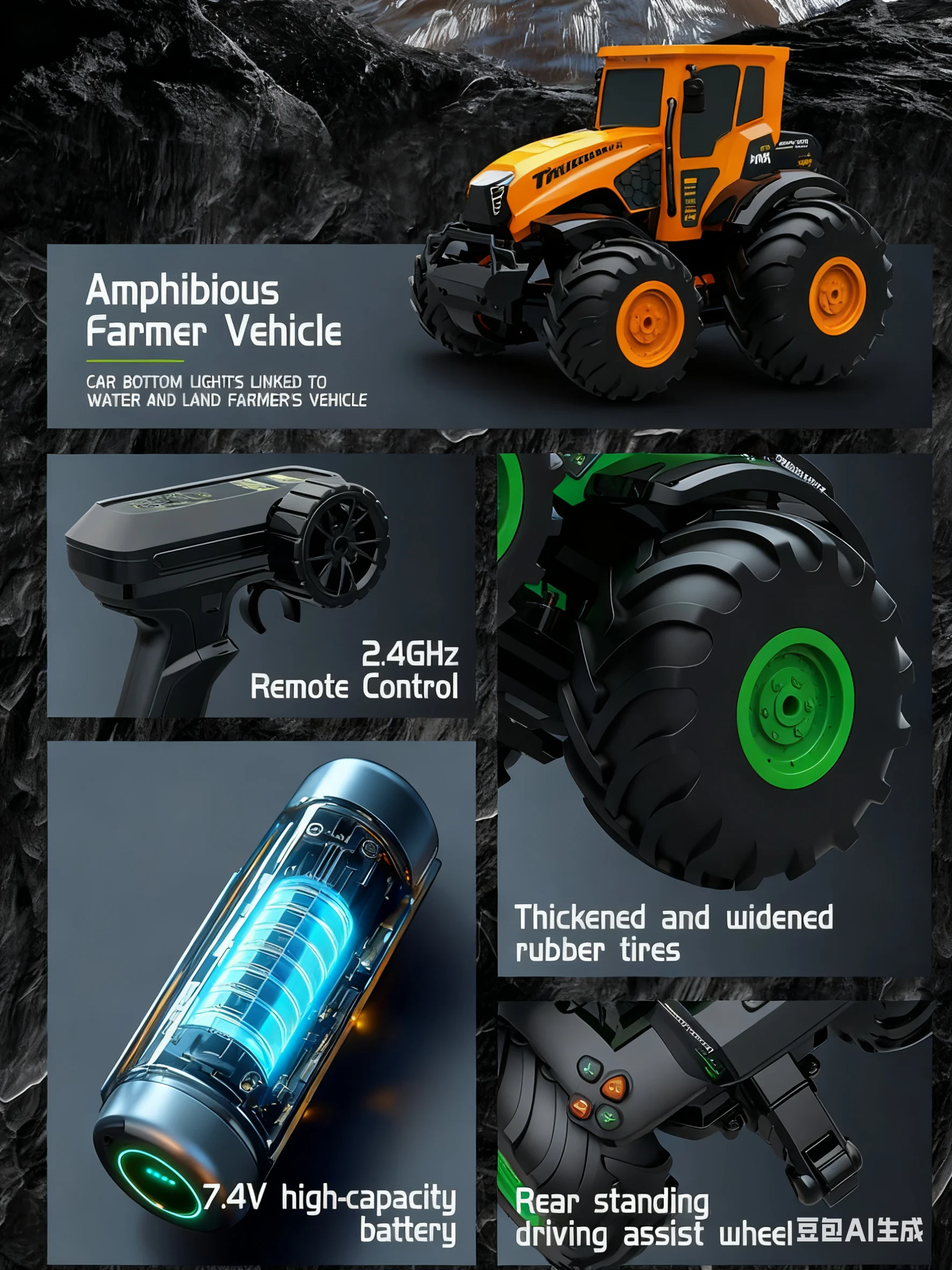 1551 1:14 Full Scale Amphibious Vehicle 2.4G Remote Control Full Scale Throttle Can Be Off-Road And Climb Remote Control Car Toy