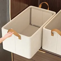 1pc Foldable Clothes Storage Basket Oxford Cloth Clothes Hand-held Storage Box Storage Box with Steel Frame Wardrobe Organizer