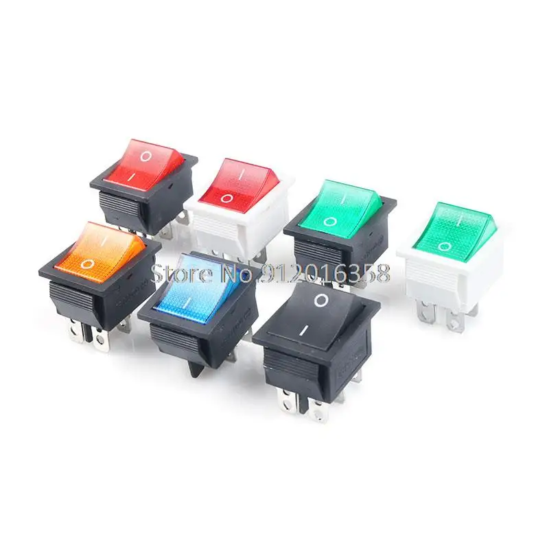 220V Self-locking KCD4 Rocker Switch Power Switch 3 Position 6 Pins With Light 16A 250VAC/ 20A 125VAC