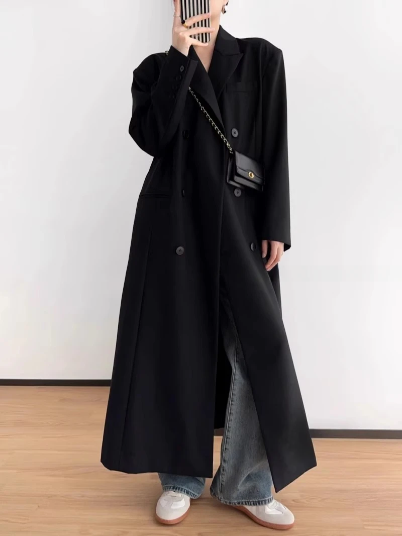 High-end Customized Fashion Italian Wool Extra-long Trench Coat Suit Coat