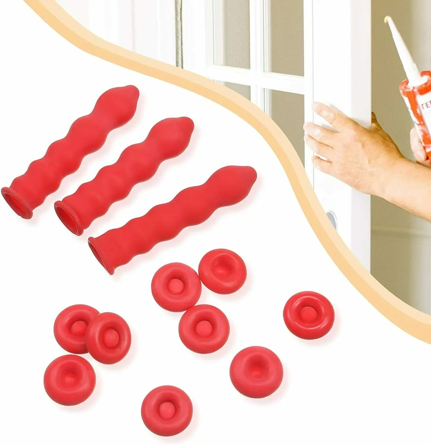 20Pcs Caulking Gun Nozzles Cap Red Caulk Saving Cap Caulk Sealer Saver Open Caulking Tube For Sealing And Preserving