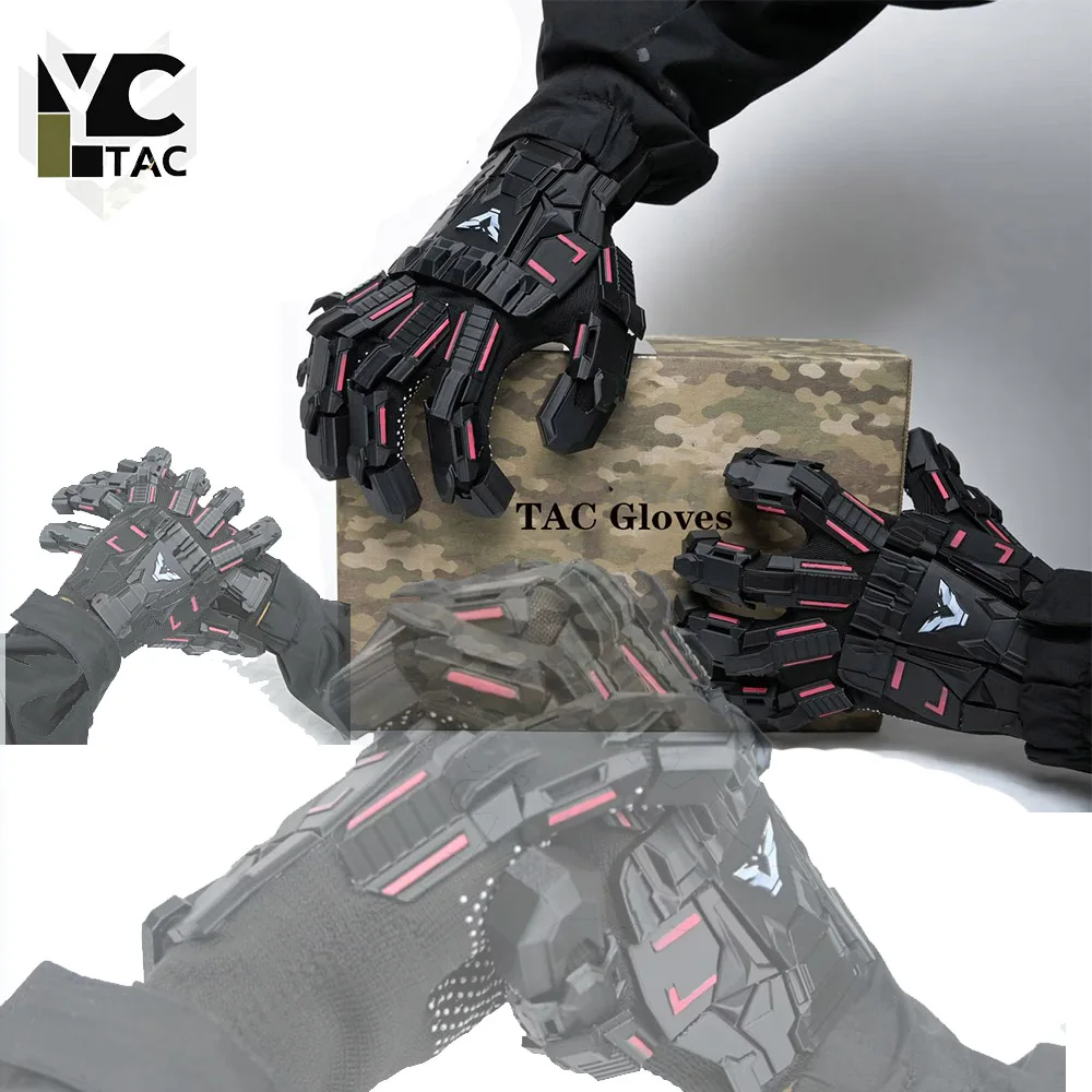 YCTAC Tactical Gloves Hard mechanical gloves Knuckle Airsoft Paintball Shooting Cyberpunk Mech Armor for Adult Cosplay Outdoor