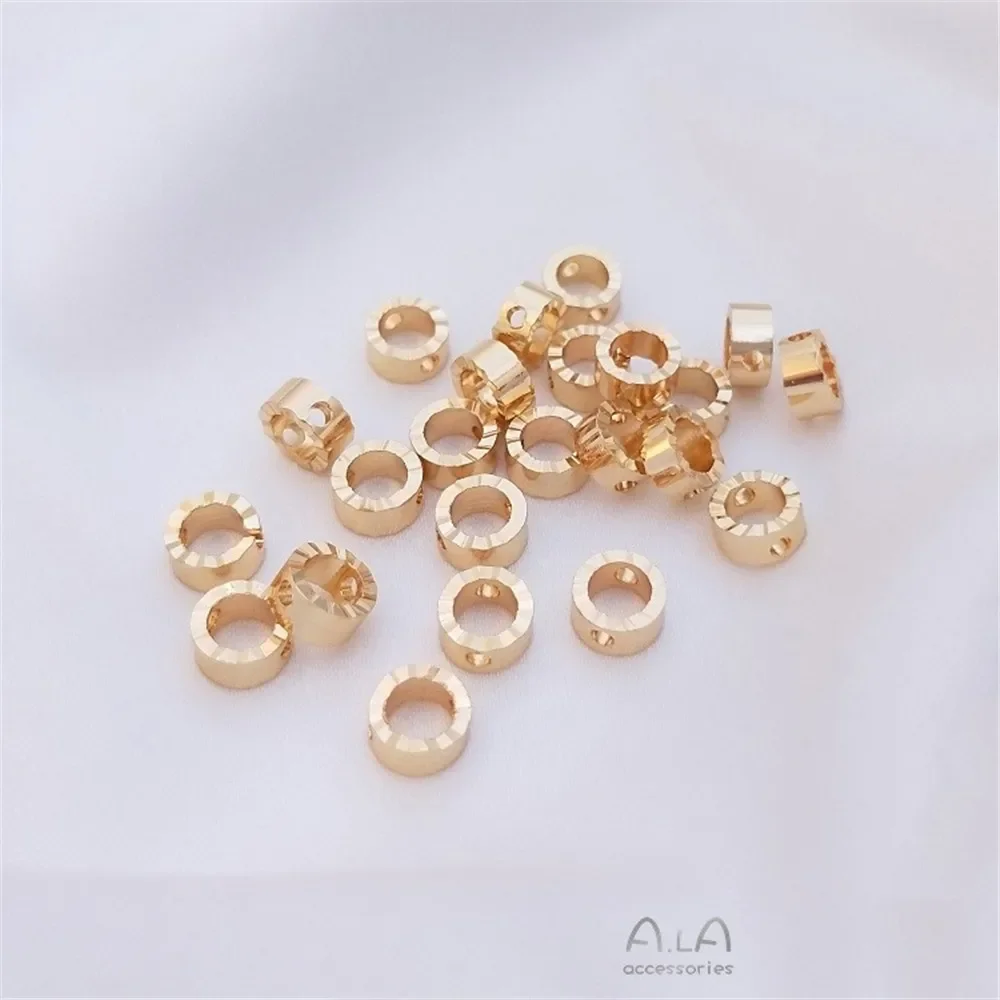 14k ouro-cor borda ondulada lote flor conjunto de contas argola artesanal anel de contas diy pulseira brincos acessórios de joias k055