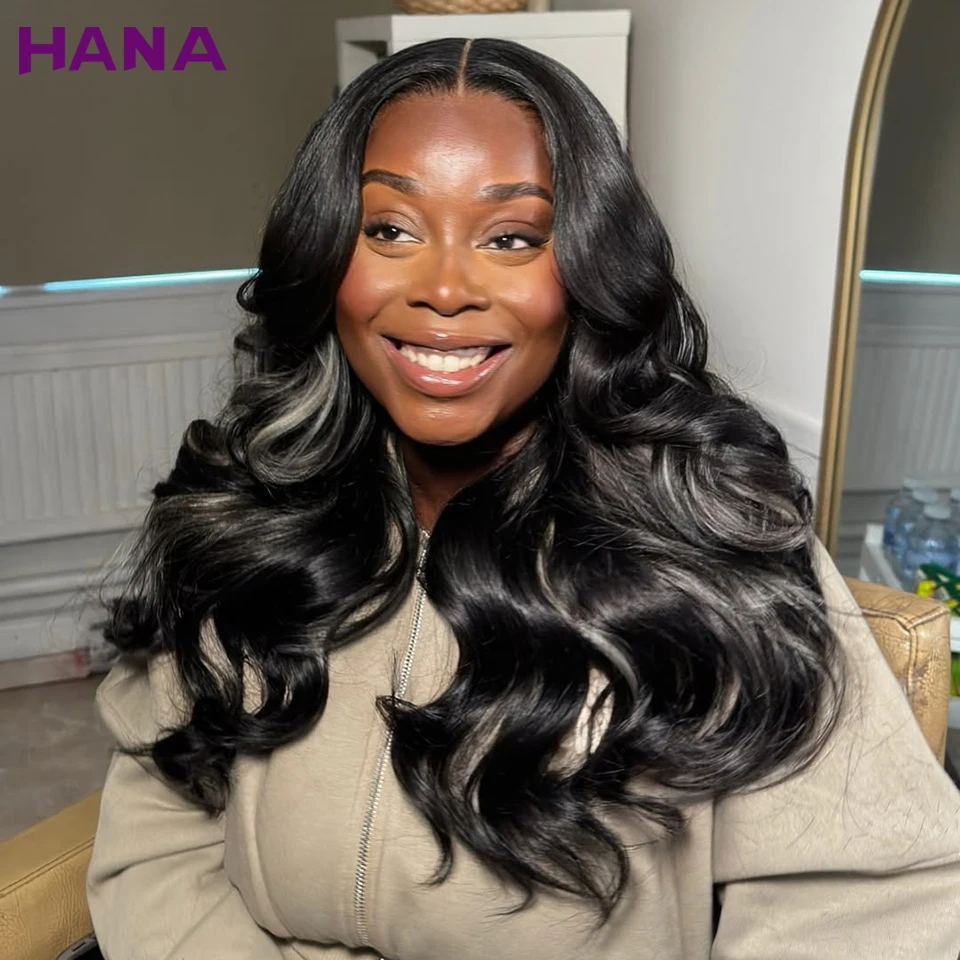 

Highlight Stripe Blonde With Black Colored 5X5 Closure Wig Human Hair For Women Body Wave Pre-Plucked 13X6 13X4 Lace Frontal Wig